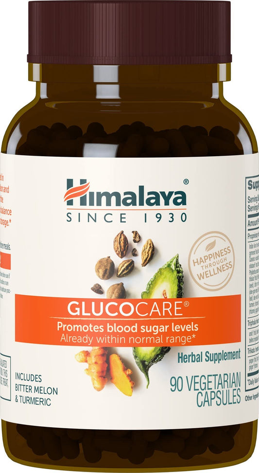Himalaya GlucoCare bottle with capsules for daily herbal support
