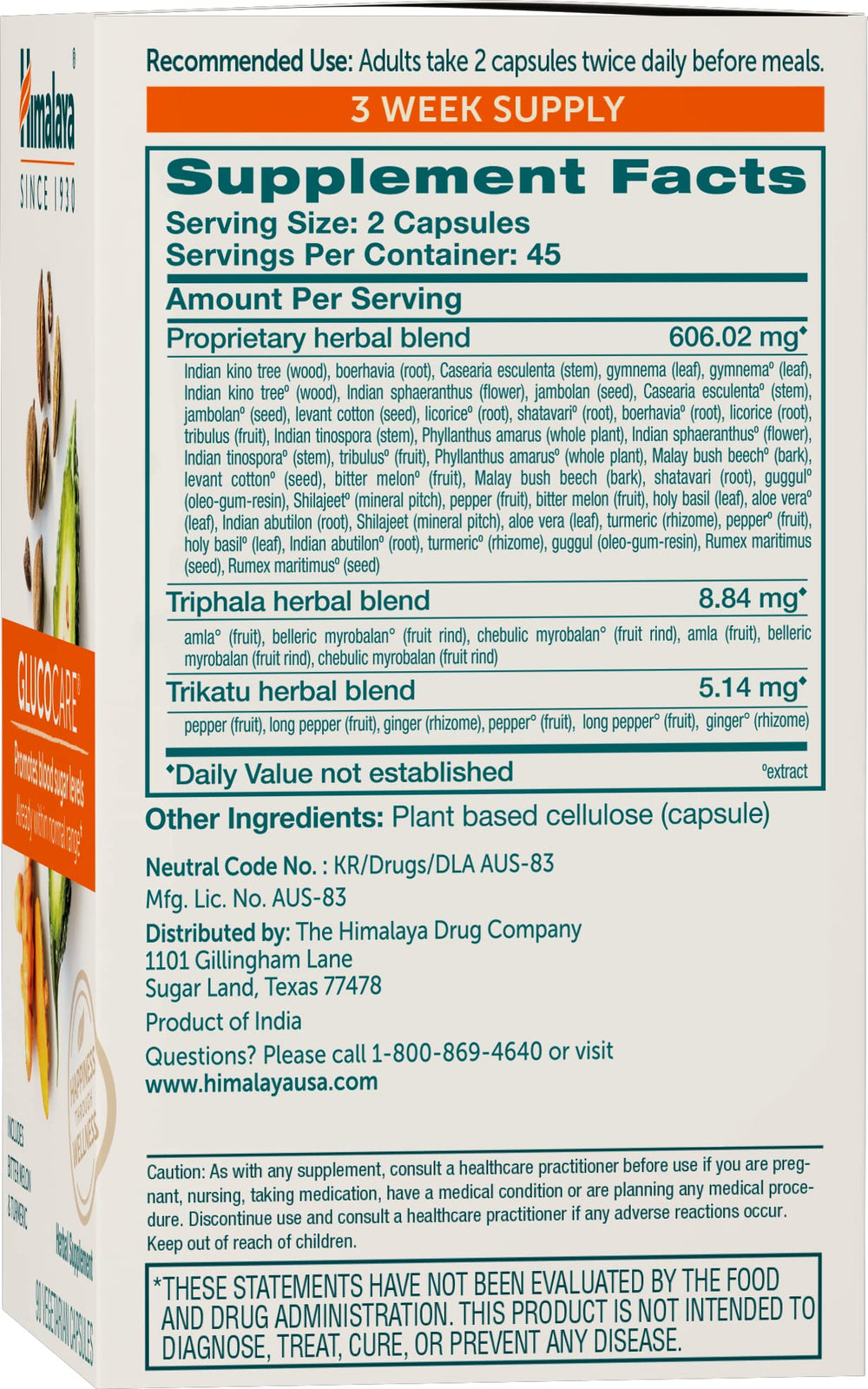 Himalaya GlucoCare capsules displayed for daily use