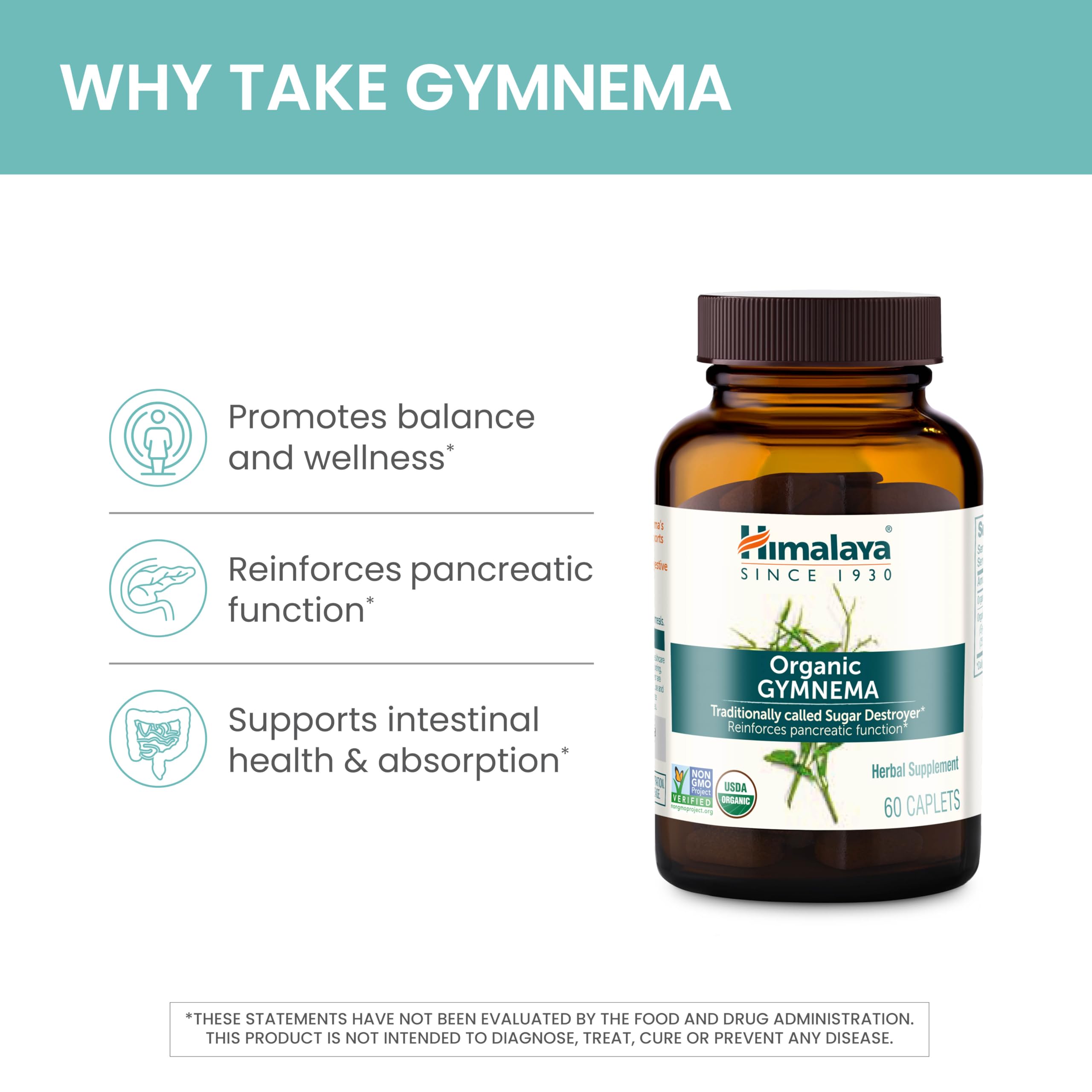 Himalaya Gymnema Sylvestre package notes vegan and gluten-free formulation