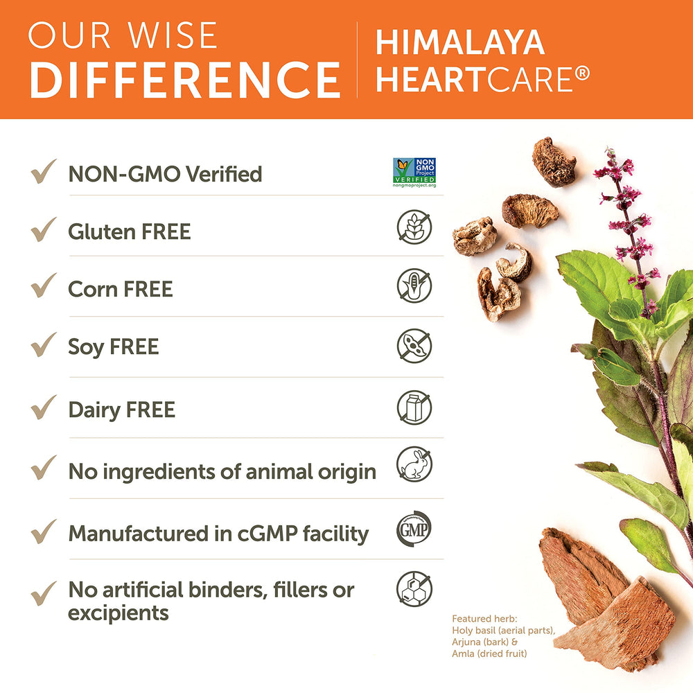 Himalaya HeartCare packaging featuring Tulsi leaves and calm-focused branding