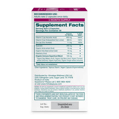 Himalaya Hello Immunity caplets close-up highlighting Quercetin 500 mg formula for daily wellness.