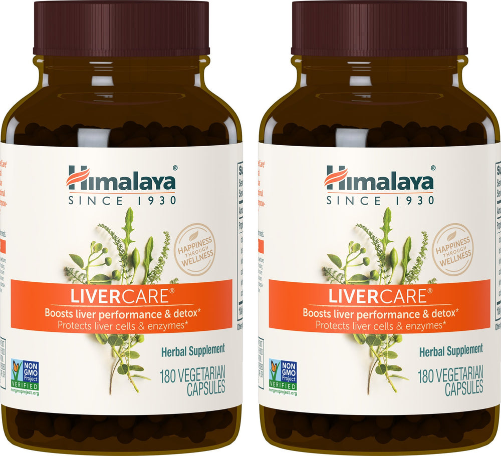 Himalaya LiverCare bottle front shows herbal liver support for daily wellness