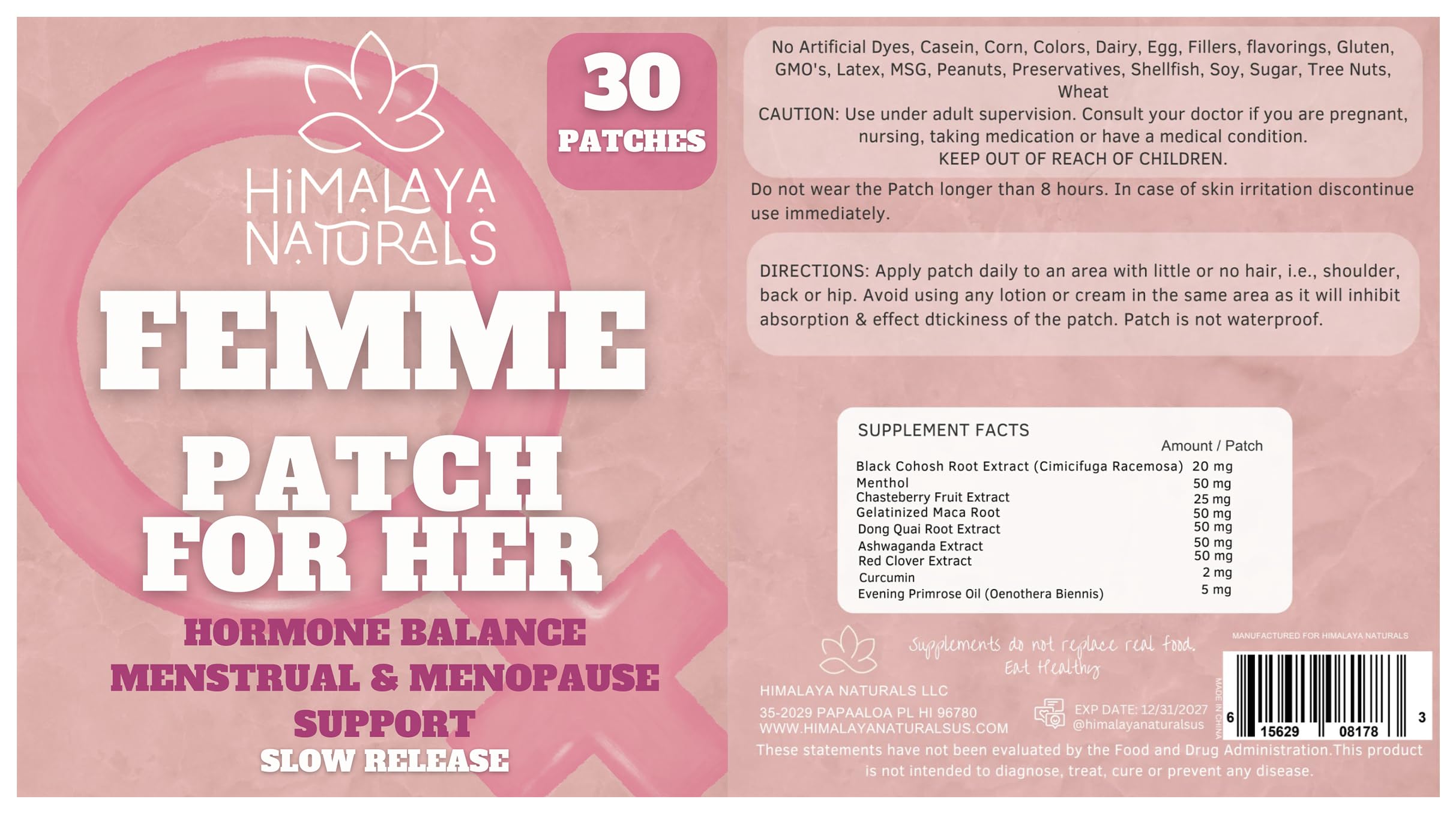 Himalaya Naturals Femme Herbal Patches clean packaging and consumer-friendly look