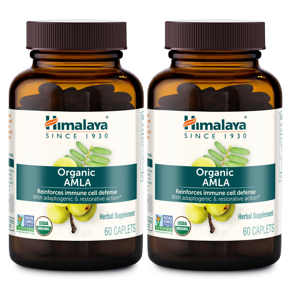 Himalaya Organic Amla bottle caplets for daily immune support and overall vitality.