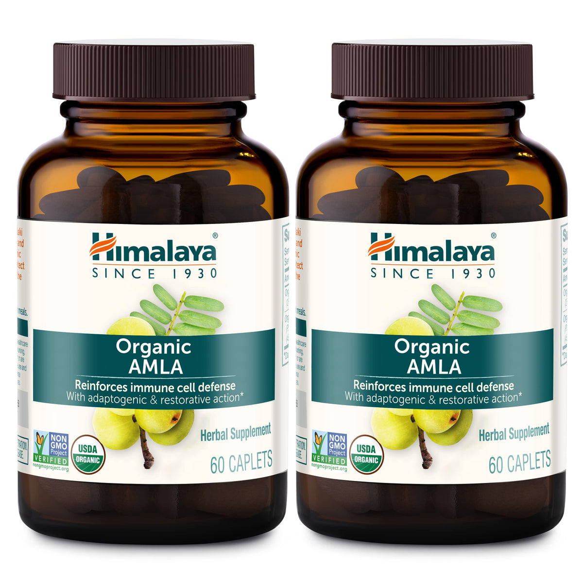 Himalaya Organic Amla bottle caplets for daily immune support and overall vitality.