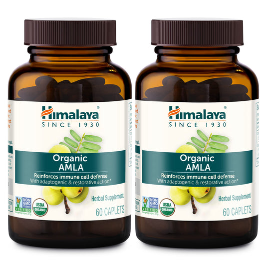 Himalaya Organic Amla bottle caplets for daily immune support and overall vitality.