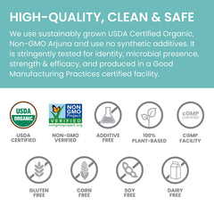 Himalaya Organic Arjuna ingredients highlight plant-based cardiovascular support.