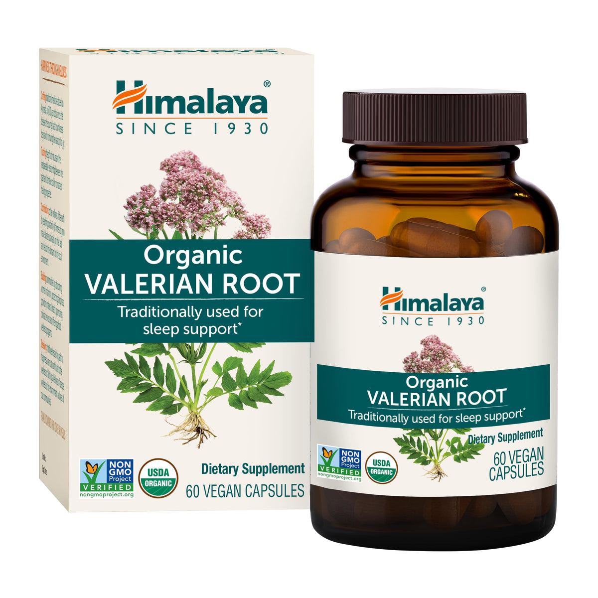 Himalaya Organic Valerian Root bottle promotes restful sleep and calm evenings.