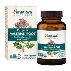 Himalaya Organic Valerian Root bottle promotes restful sleep and calm evenings.