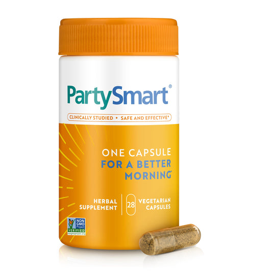Himalaya PartySmart 28-count bottle close-up for celebration-sized packaging.