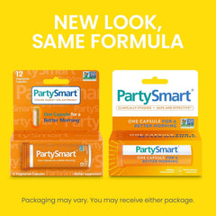 Himalaya PartySmart bottle close-up emphasizes clinically studied blend.