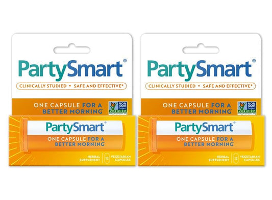 Himalaya PartySmart tube pack-shot showing compact, pocket-ready supplement for night-out use