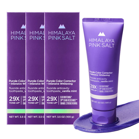 HIMALAYA PINKSALT Purple toothpaste bottle showing daily whitening potential
