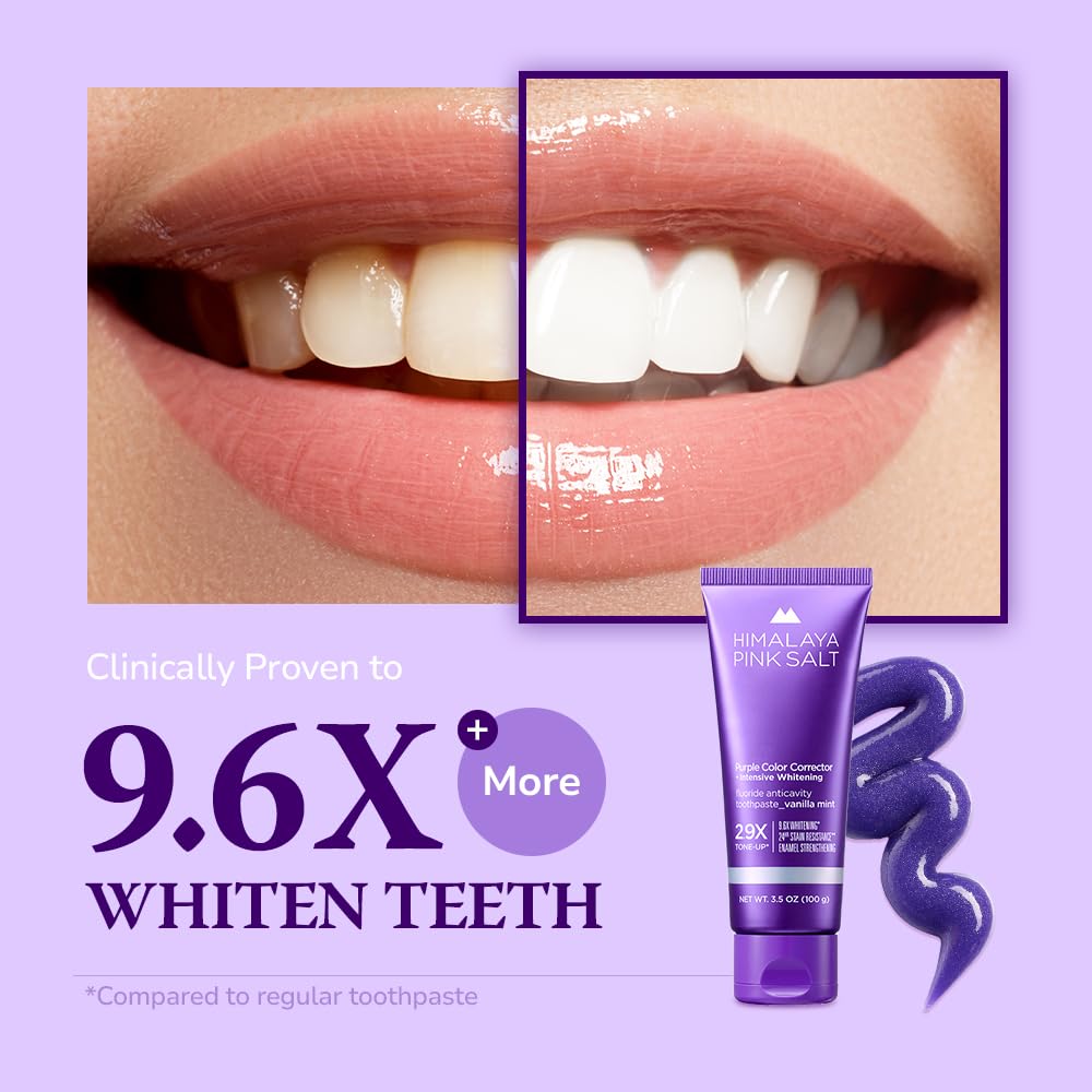 HIMALAYA PINKSALT Purple toothpaste deep stain removal concept