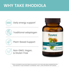 Himalaya Rhodiola Rosea label detail with Ayurveda-inspired formula