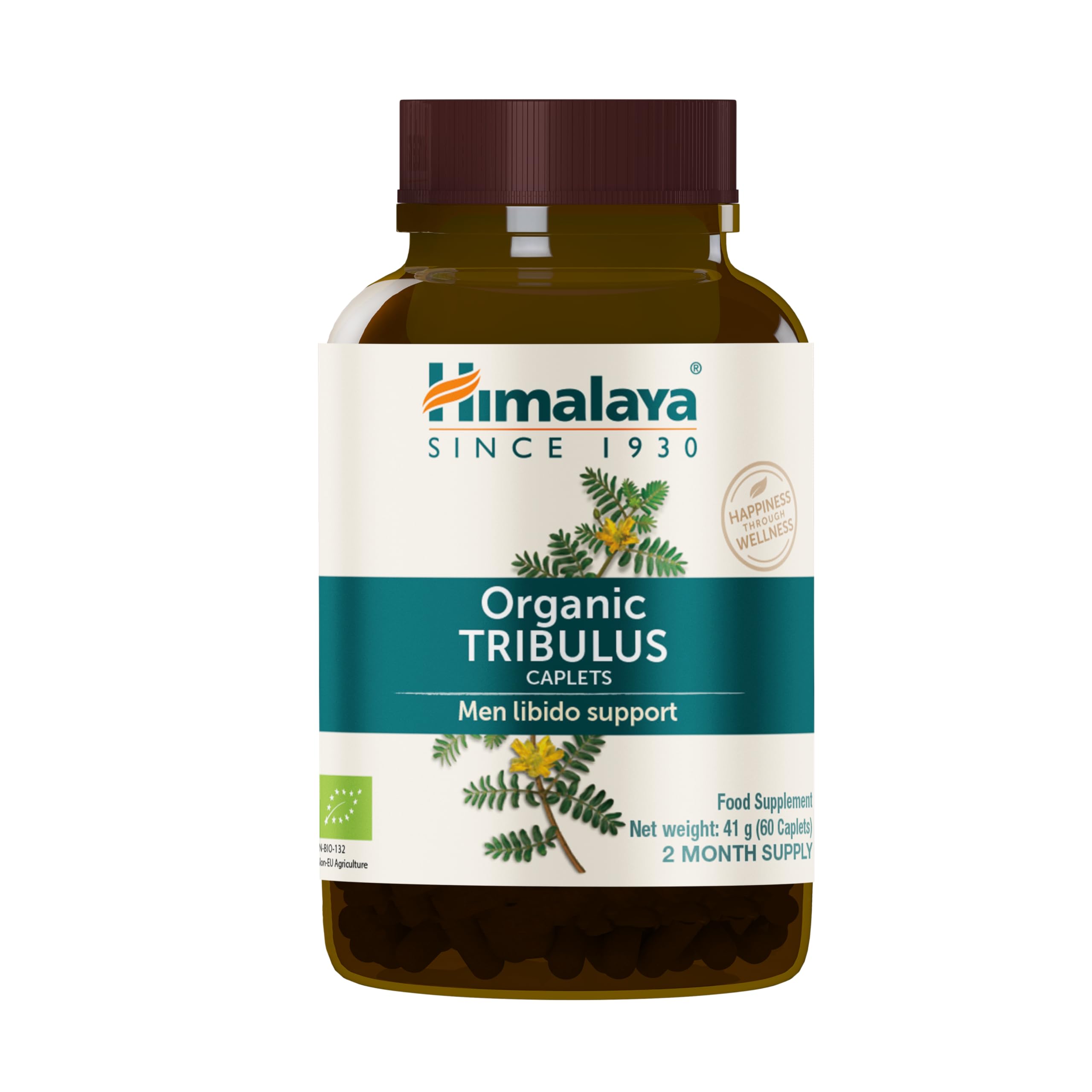 Himalaya Tribulus Terrestris ingredients card illustrating Ayurveda-inspired extract.