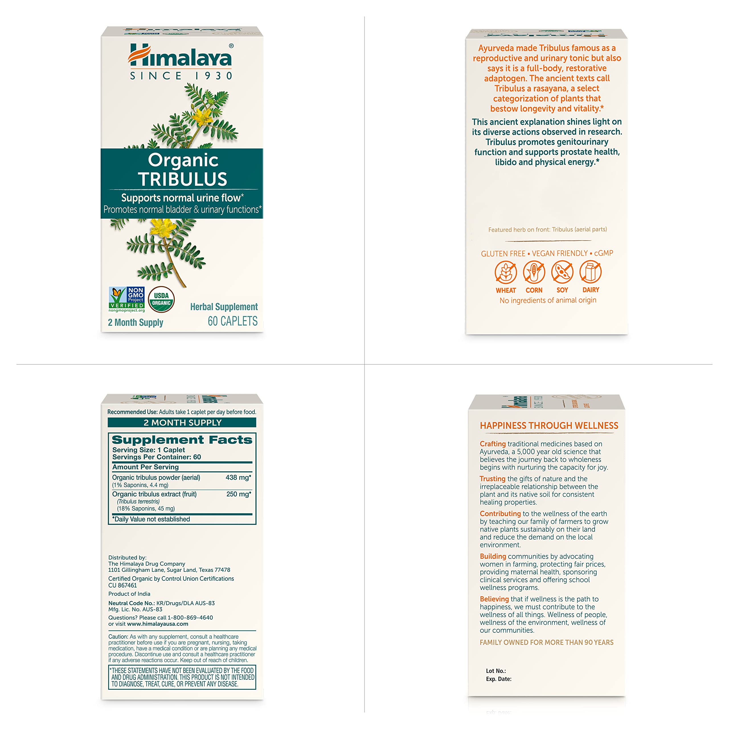 Himalaya Tribulus Terrestris packaging with recyclable materials.