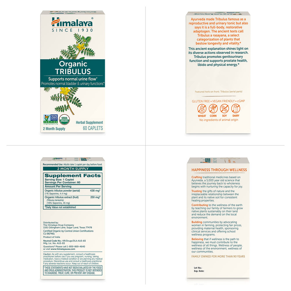 Himalaya Tribulus Terrestris packaging with recyclable materials.