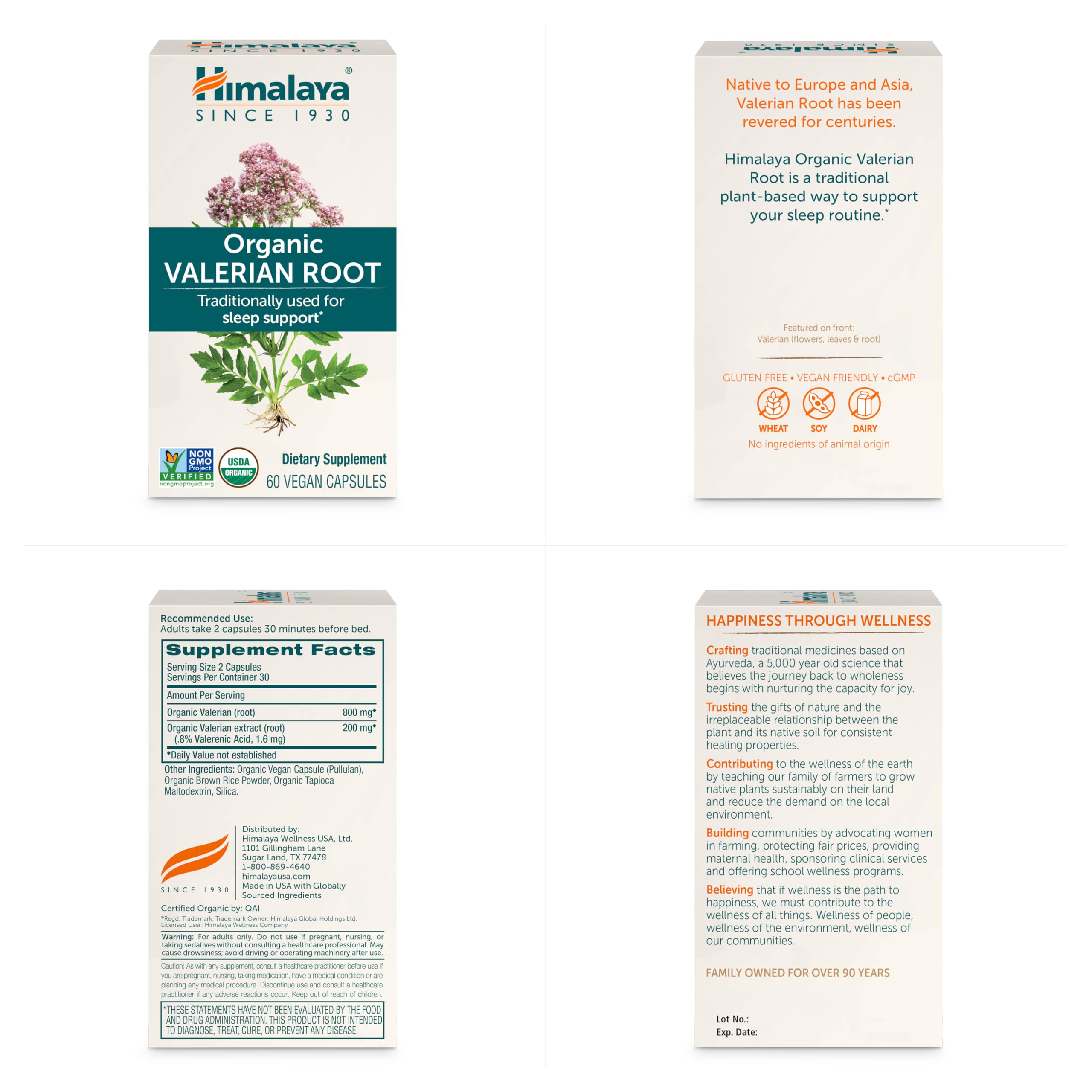 Himalaya Valerian Root dispensing two capsules for overnight use.
