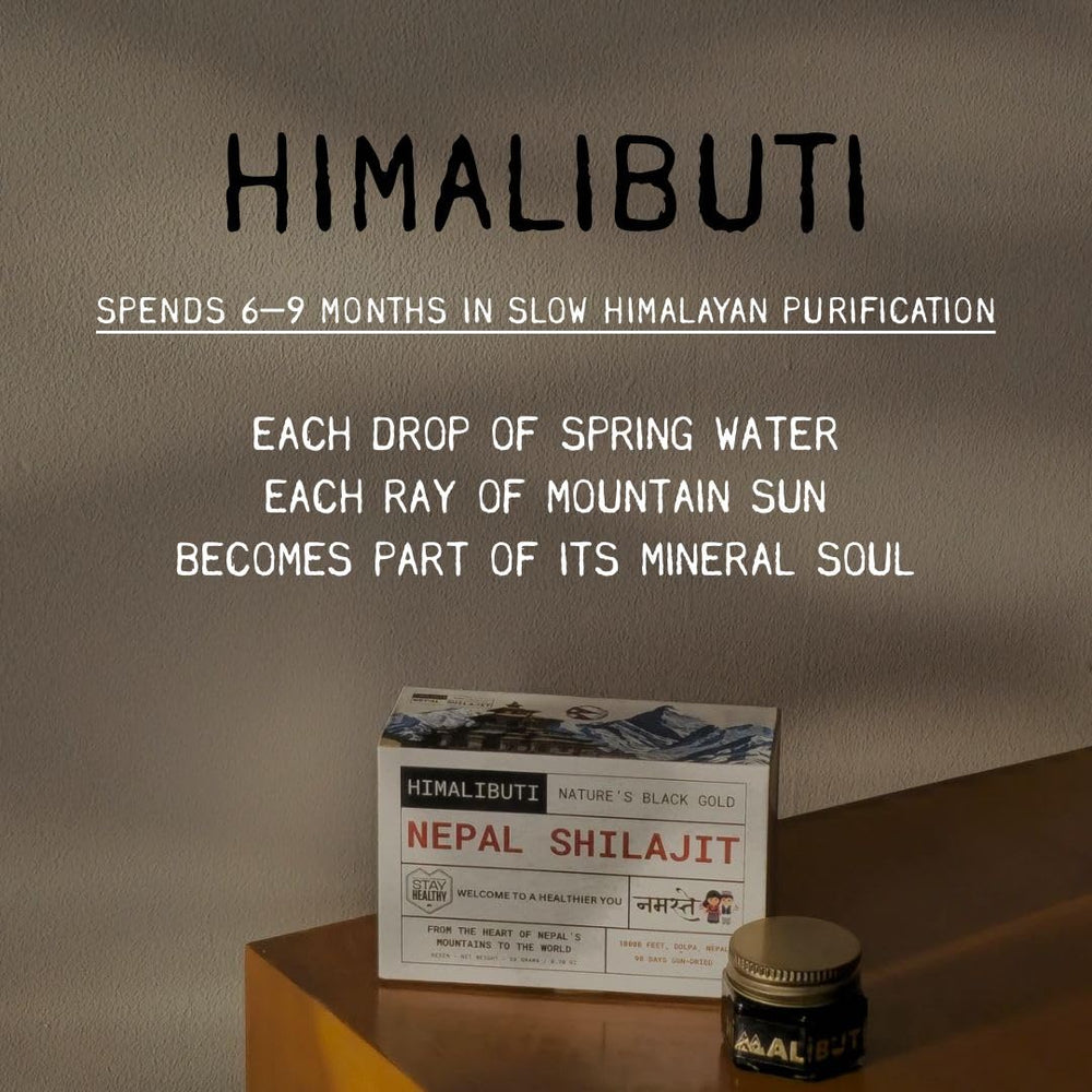 Dissolving Shilajit in warm water from HIMALI BUTI for smooth daily use.