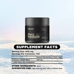 Himvit Shilajit resin from high-altitude Himalayas emphasizes natural minerals.