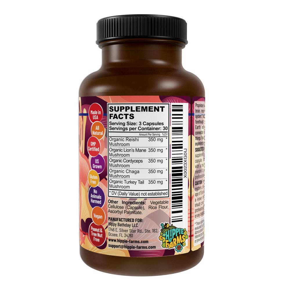 Hippie Farms 5 Mushrooms Reserve supplement tray fits wellness setups for everyday balance.
