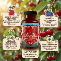 Hippie Farms Orchard Tart Cherry label closeup highlighting USA-grown ingredients and clean formulation