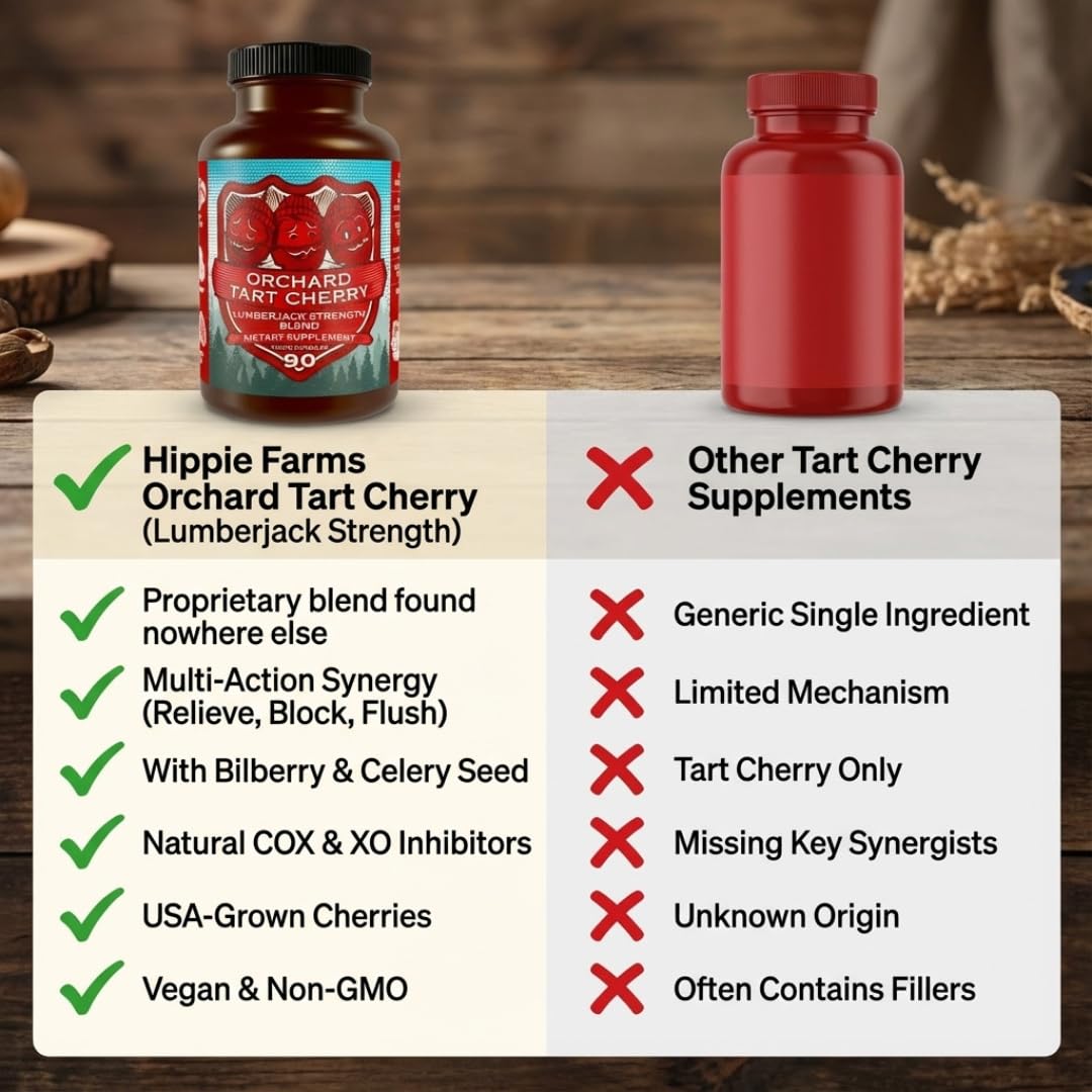 Hippie Farms Tart Cherry Bilberry Celery powder mix emphasizing a multi-ingredient blend