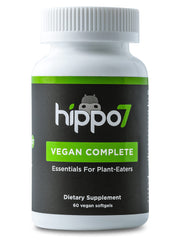 Hippo7 vegan complete multivitamin bottle front view designed for daily vegan nutrition.