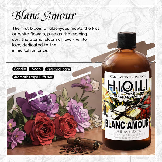 HIQILI Blanc Amour fragrance oil dropper shows precise measurement for consistent blends.
