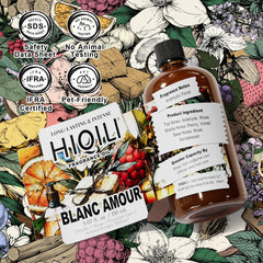 HIQILI Blanc Amour fragrance oil highlights rose, peony and sandalwood notes.