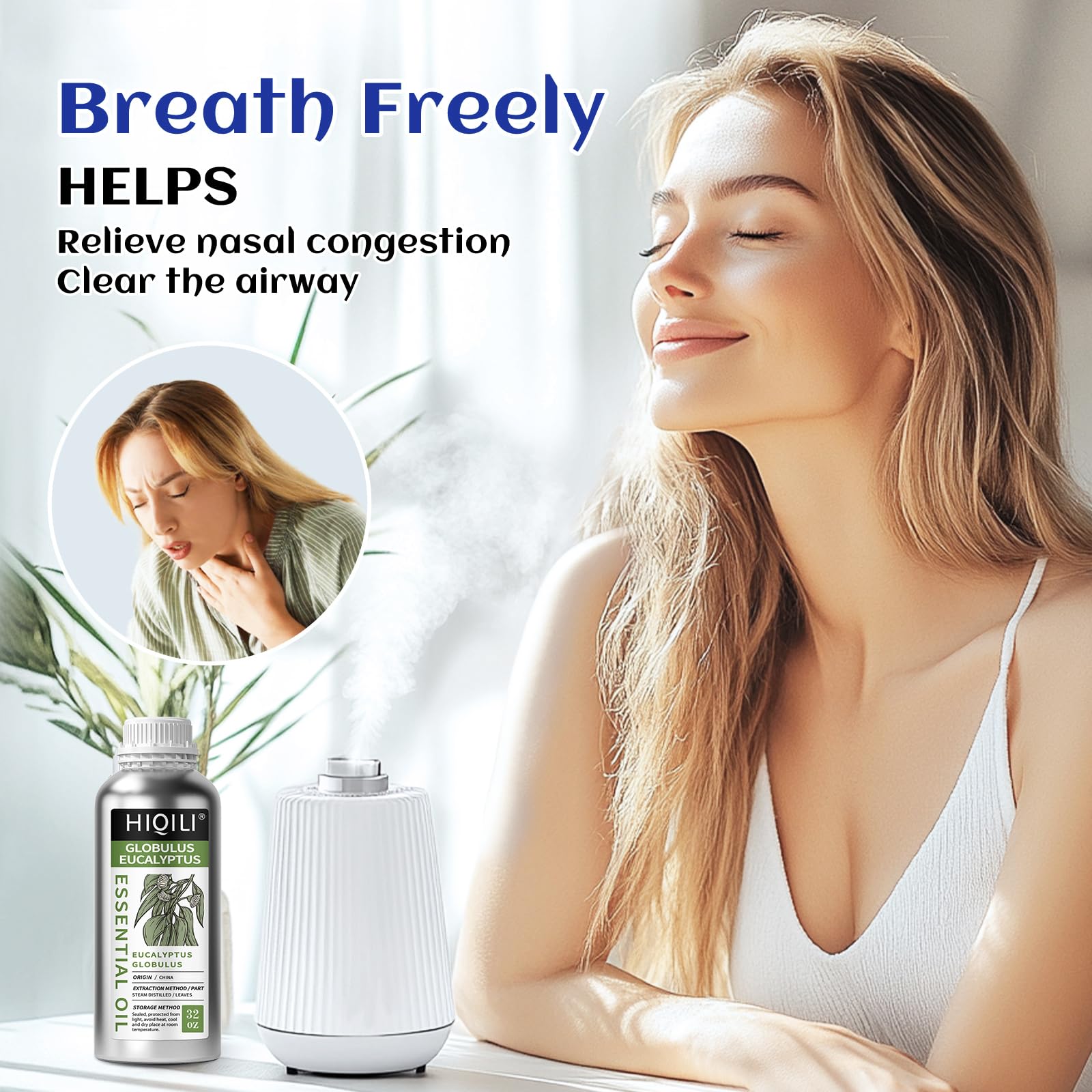 HIQILI eucalyptus oil in diffuser creates a fresh, calming atmosphere