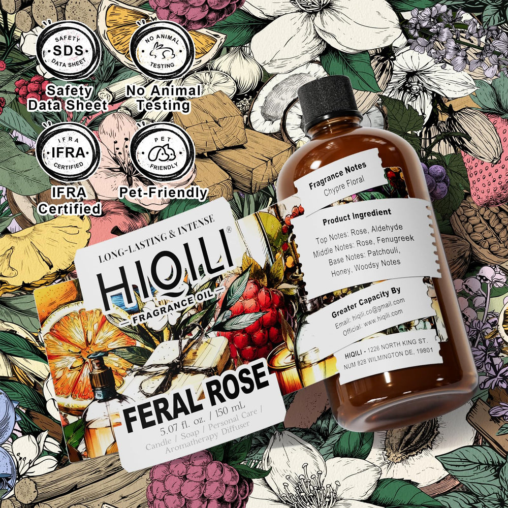 HIQILI Feral Rose body-oil offers a luxurious aroma for skincare.