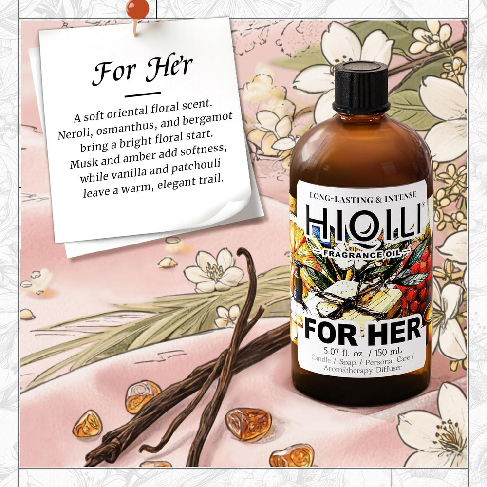 HIQILI for Her fragrance oil with dropper enables precise dosing for candles.