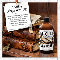 HIQILI leather diffuser blend for room-filling, masculine ambiance.