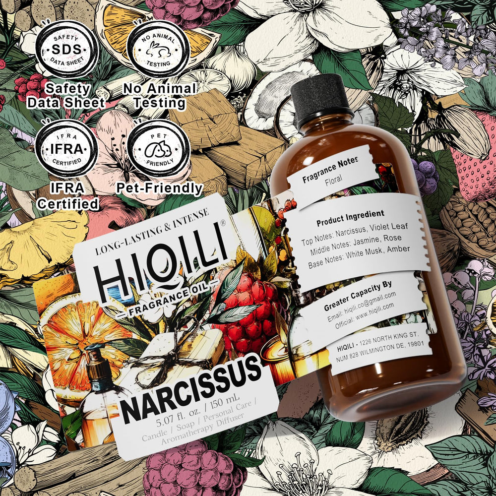 HIQILI Narcissus Fragrance Oil enhances any room with a calming floral aroma.