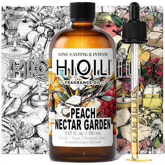HIQILI Peach Nectar Garden diffuser bottle showing long-lasting room scent