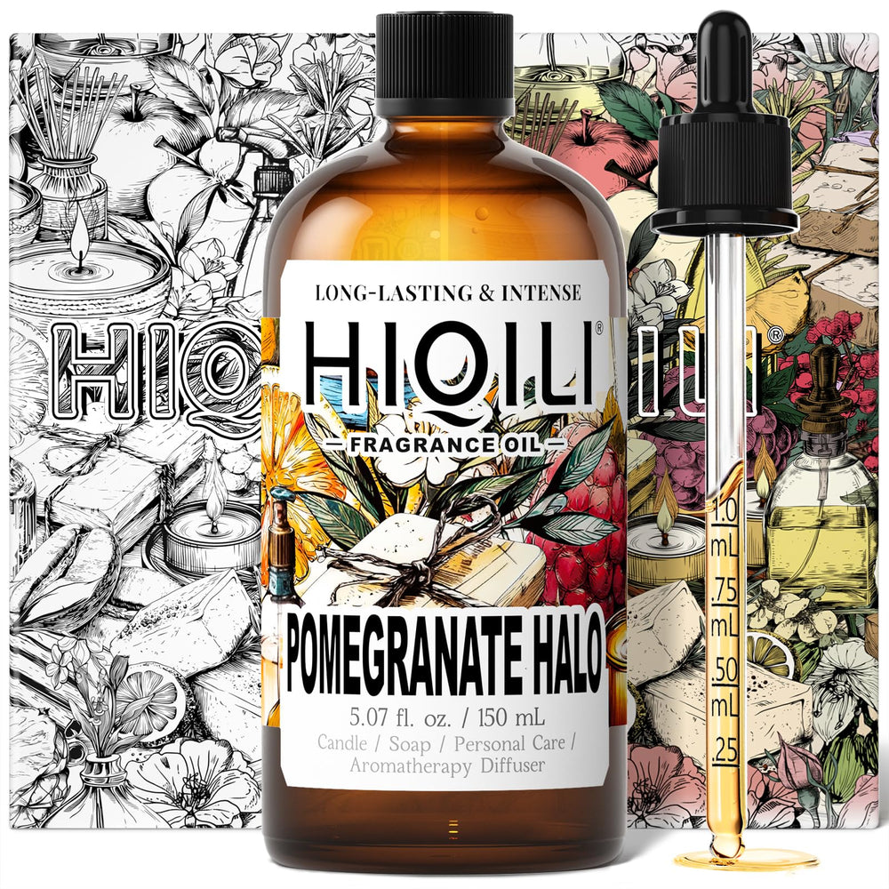HIQILI Pomegranate Halo bottle and dropper for precise scent dosing