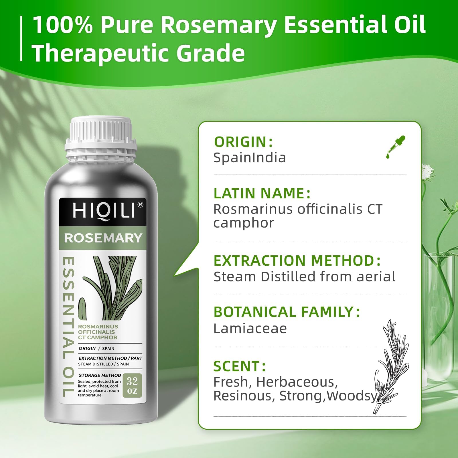 HIQILI rosemary oil origin Spain highlighting quality and tradition