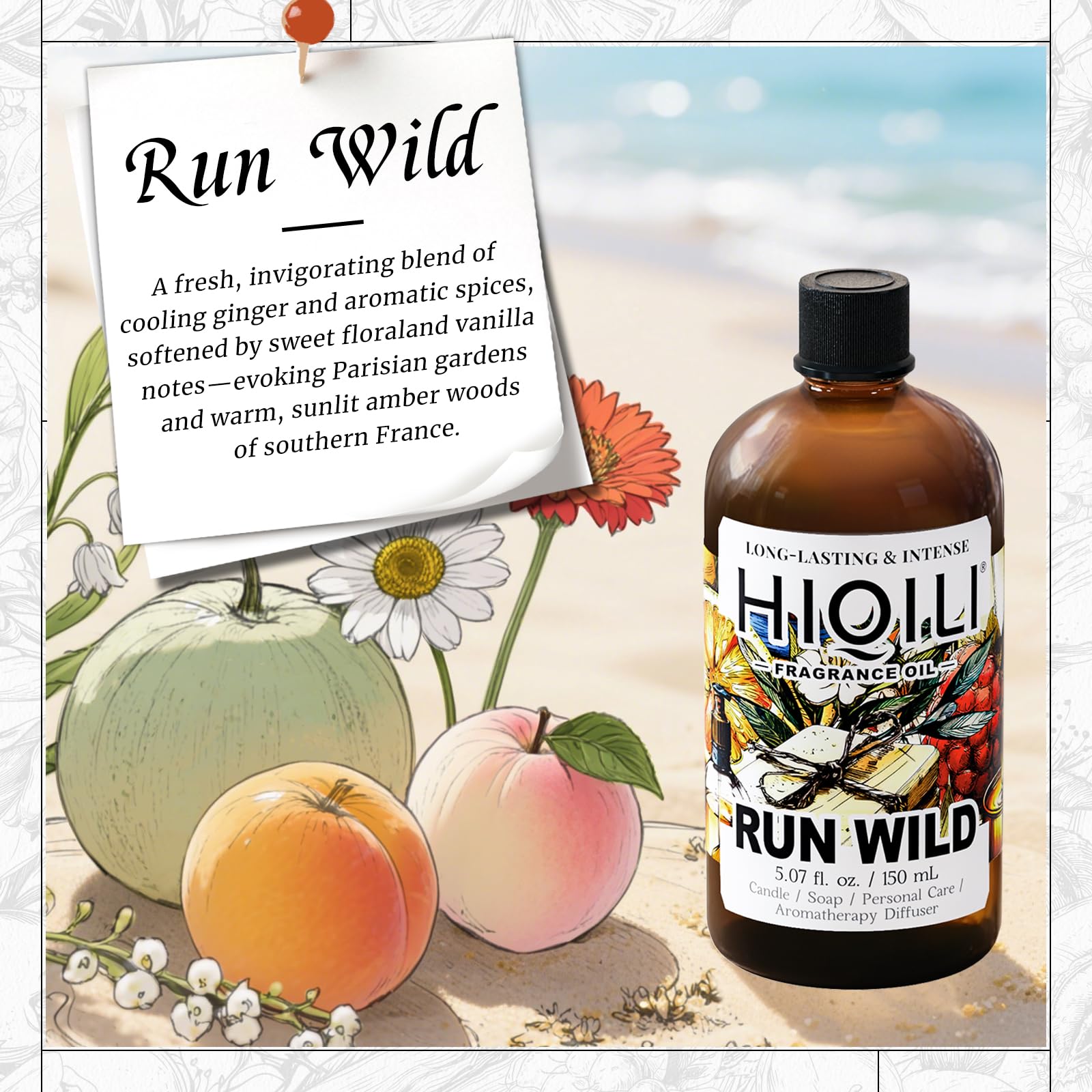 HIQILI Run Wild fragrance oil in a diffuser for a fresh ambiance.