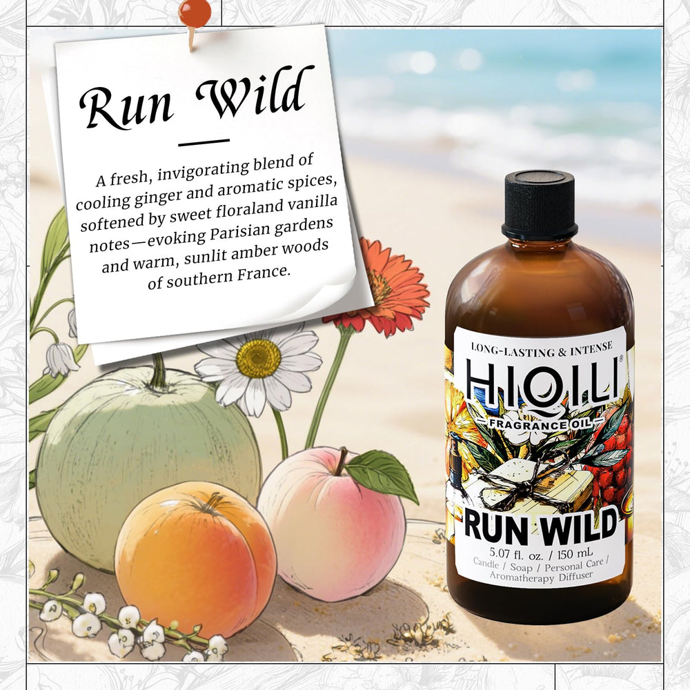 HIQILI Run Wild fragrance oil in a diffuser for a fresh ambiance.
