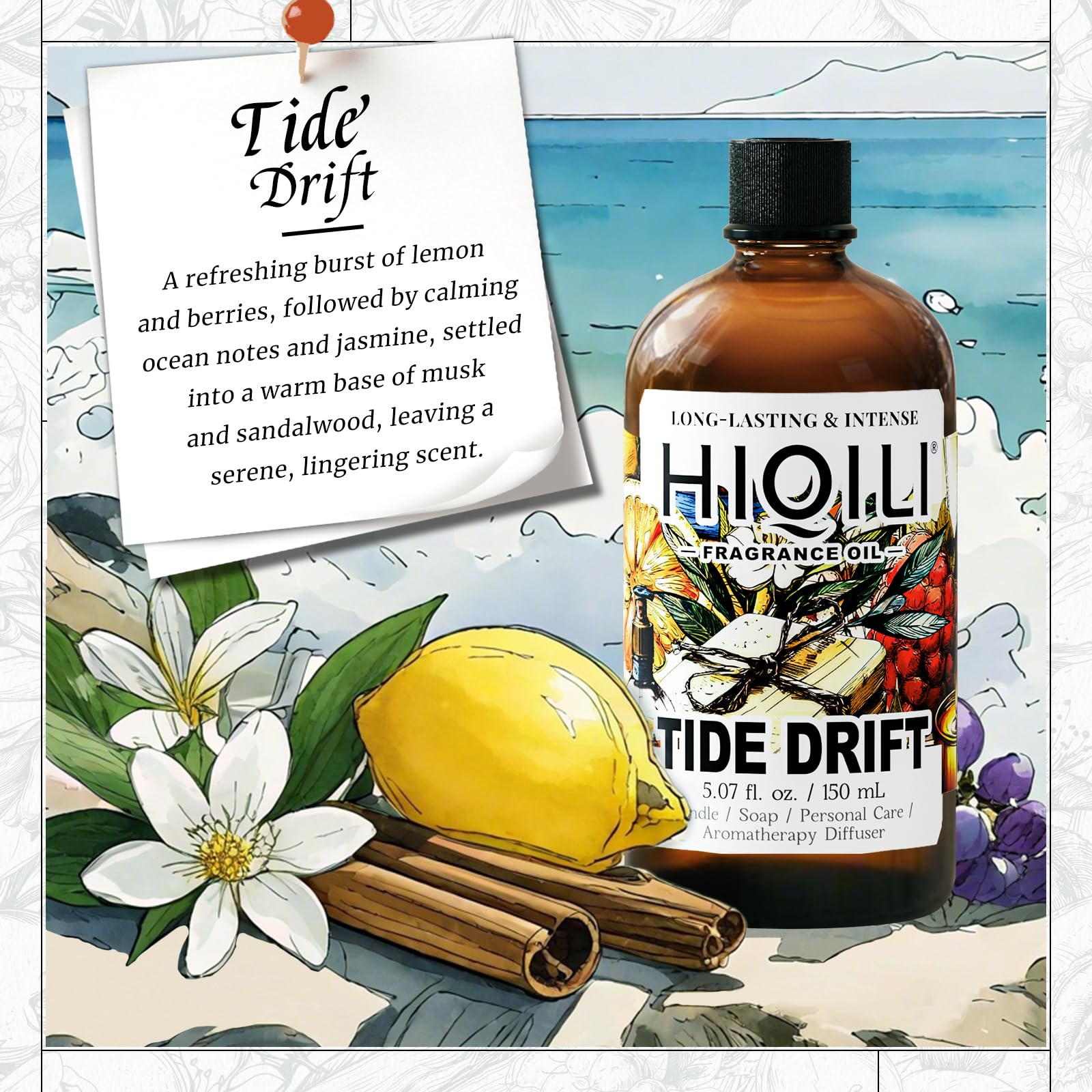 HIQILI Tide Drift fragrance oil dropper for precise scent blending.