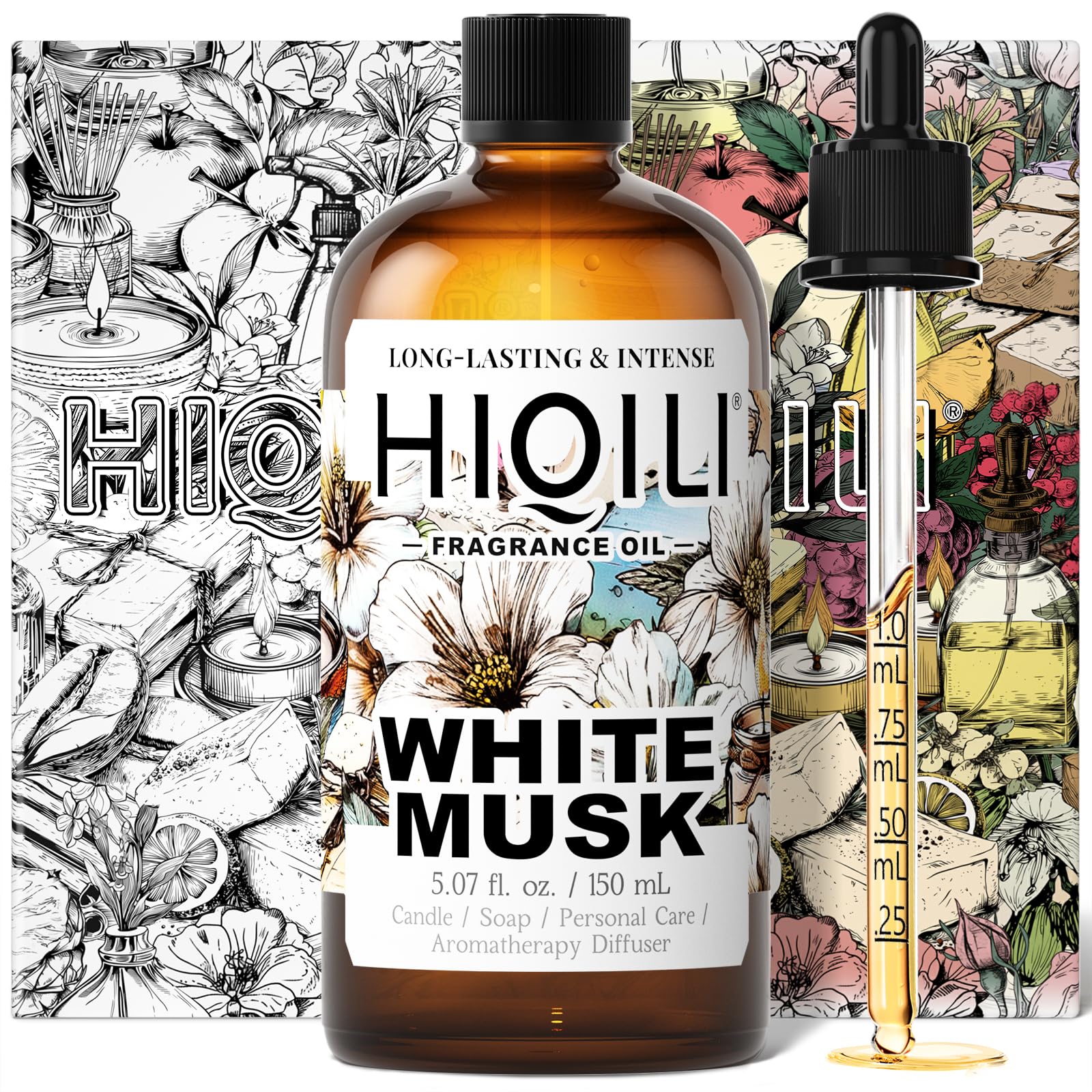 HIQILI White Musk fragrance oil bottle for DIY candles and soaps
