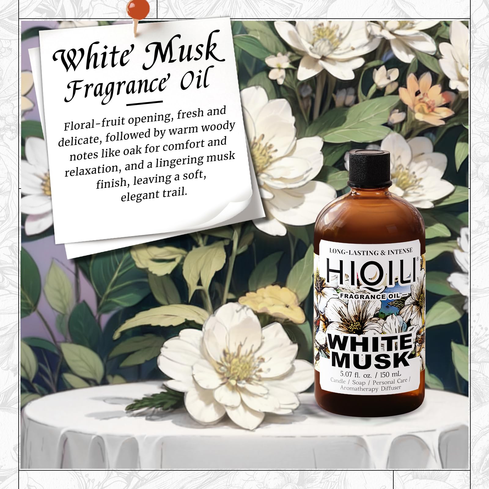 HIQILI White Musk fragrance oil dropper enables precise measurement for crafts