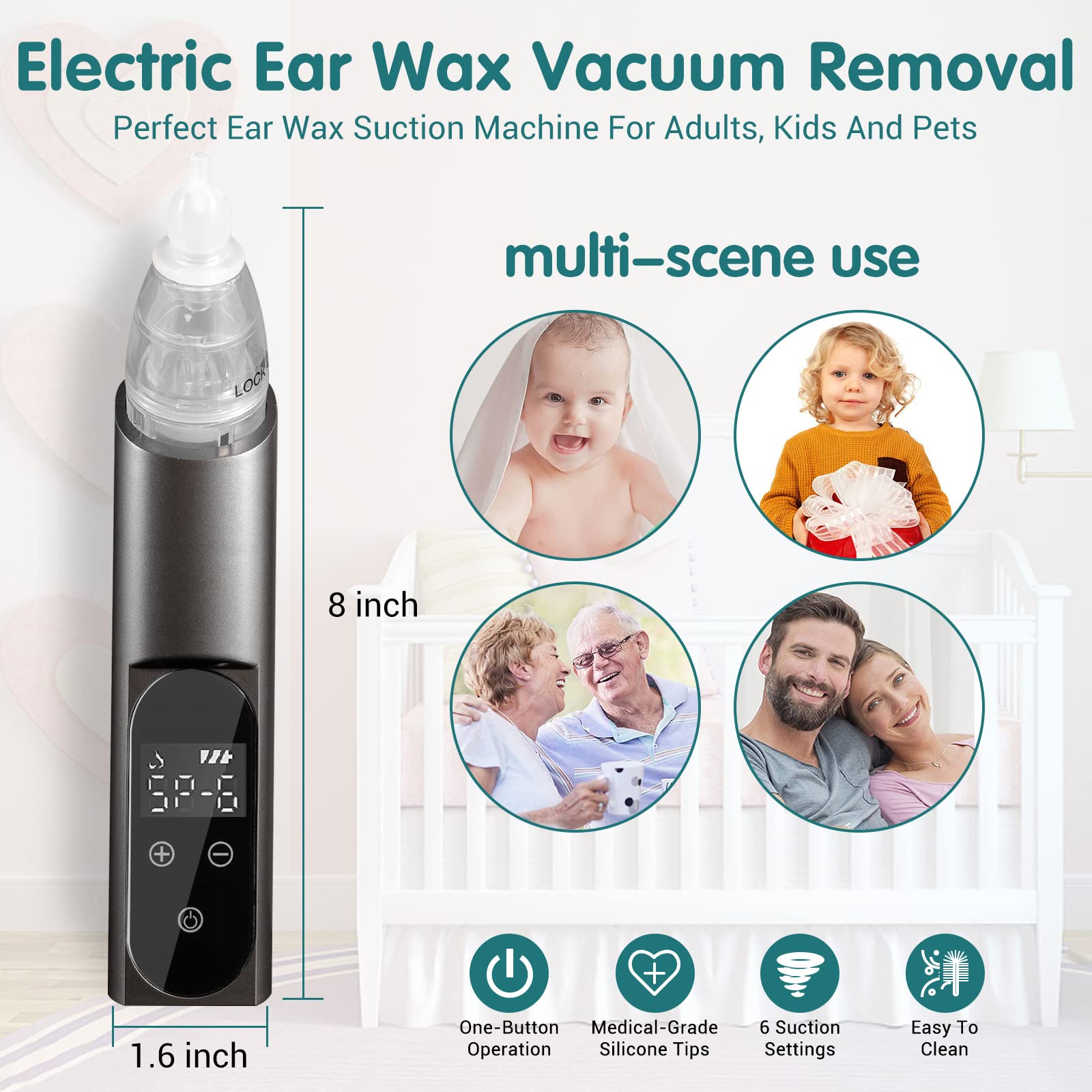 HIQUAY replacement silicone ear spoon emphasizes reusable, hygienic options.