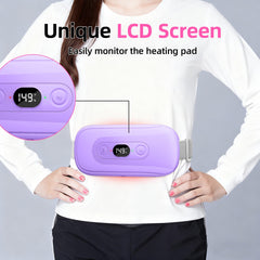 Hirane portable heating pad six heat levels close-up shows temperature options.