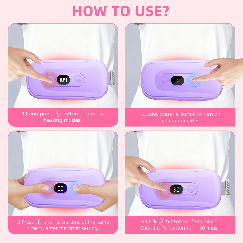 Hirane heating pad vibration modes close-up shows customizable sensations.