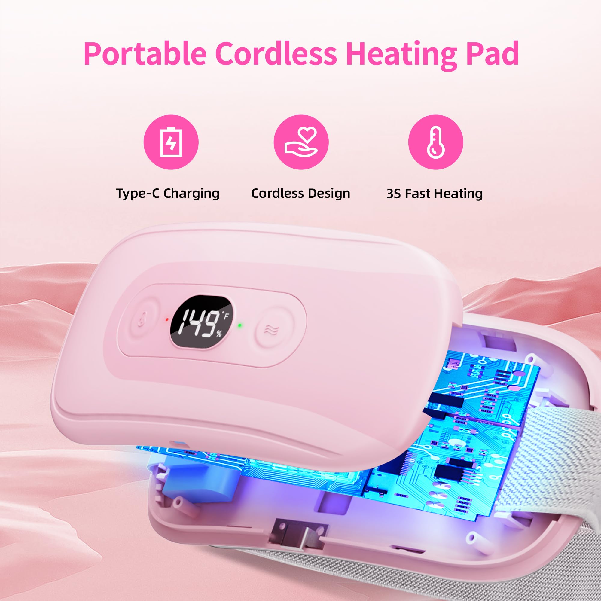 Hirane heating pad belt adjustable up to 57 inches for a comfortable fit.