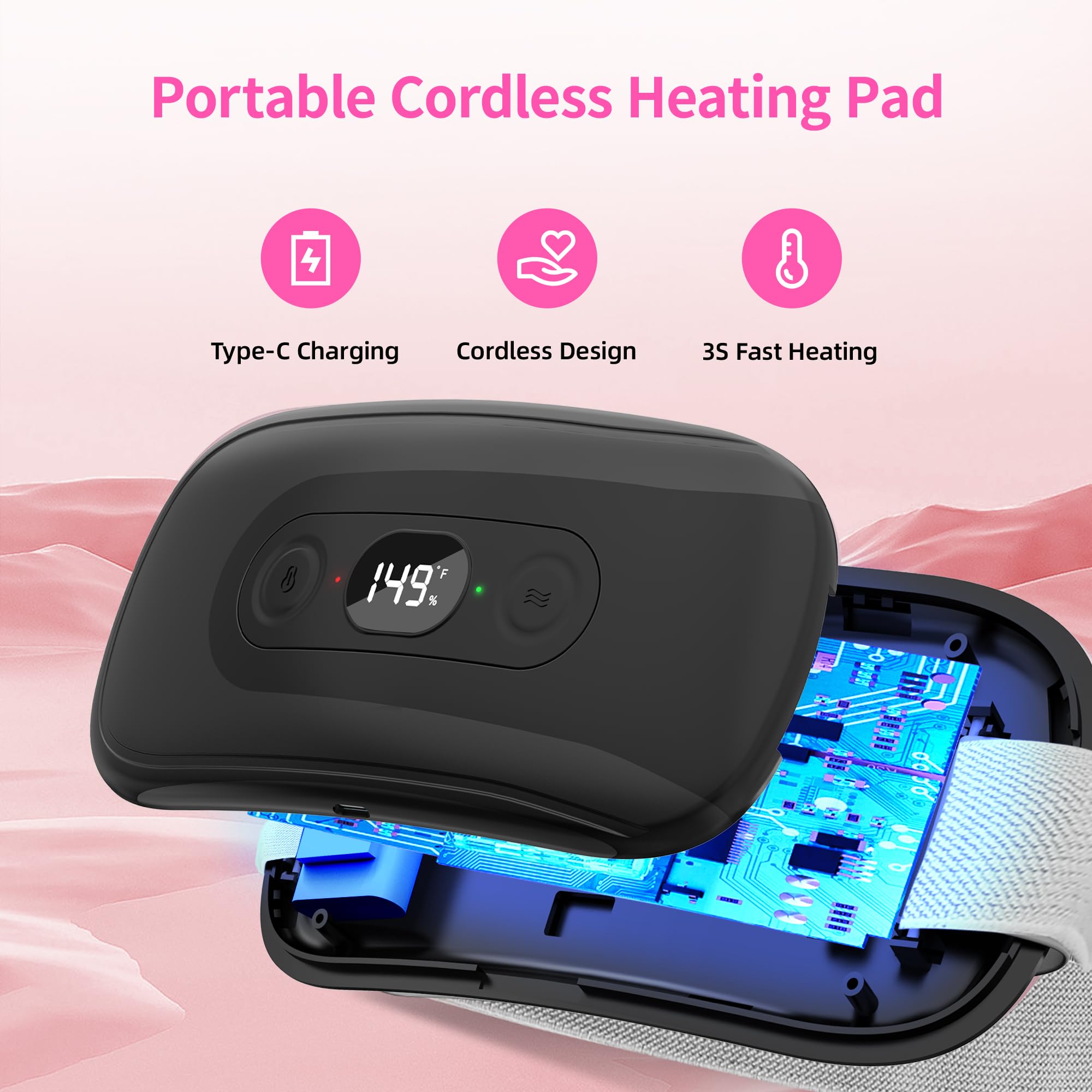 Hirane heating pad adjustable belt fits various waists for comfort