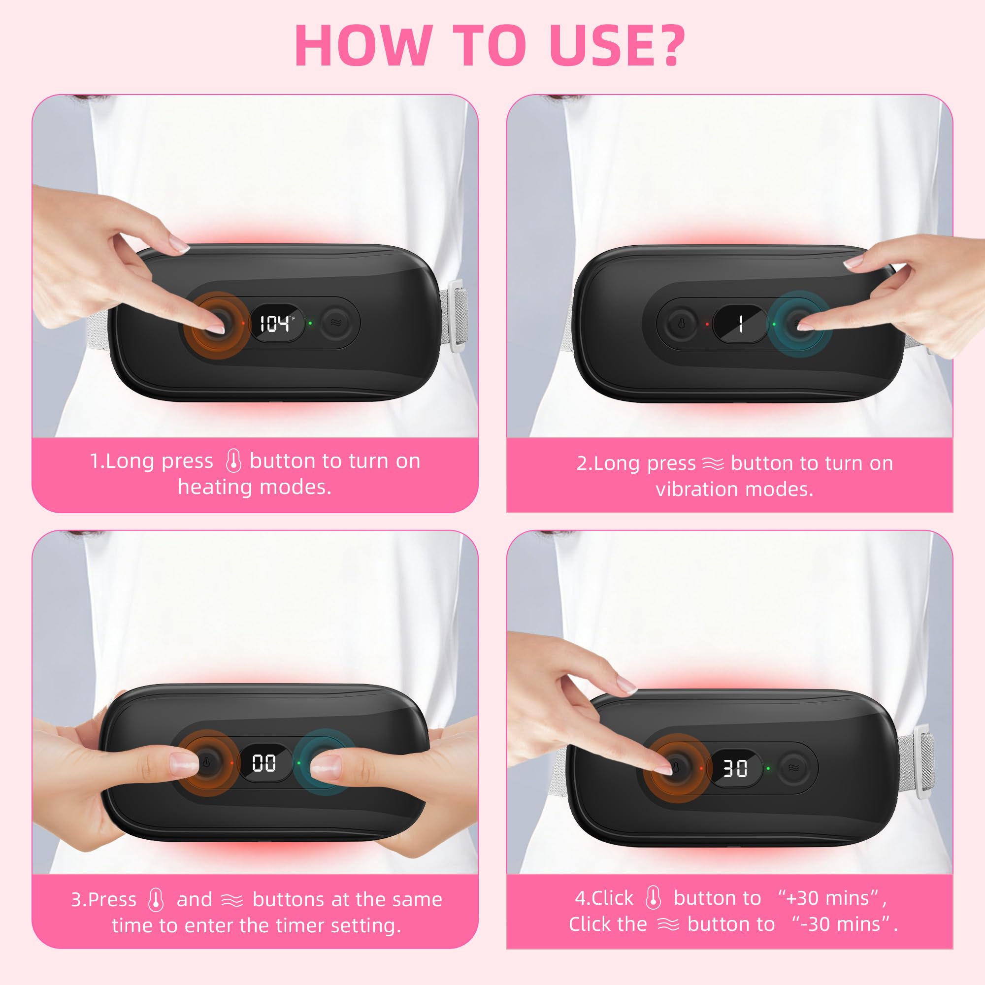 Hirane heating pad LCD timer and status readout for easy settings